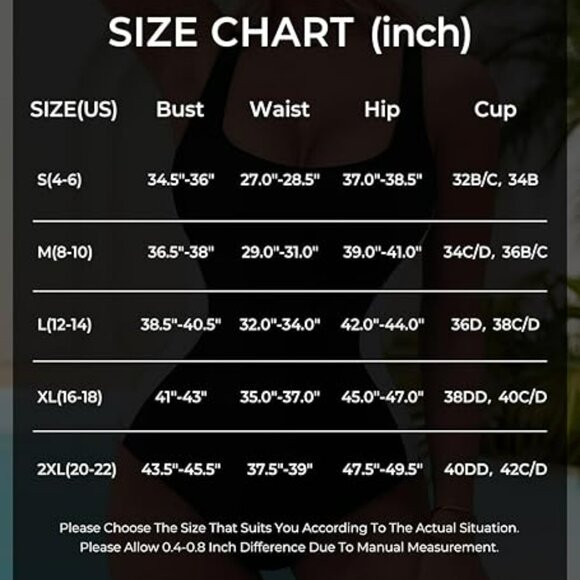 SUUKSESS One Piece Swimsuit for Women Slimming Tummy Control Square Neck - Picture 6 of 7